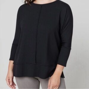 Spanx 1X Perfect Length Dolman 3/4 Sleeve Sweatshirt Top Womens Black 50171R